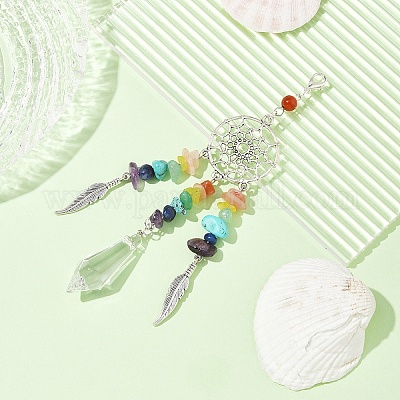 Чакра натуральные и синтетические драгоценные камни и сплавы подвесные украшения HJEW-FS00024-1