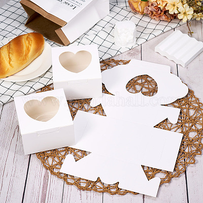 Квадратные бумажные коробки для печенья с прозрачным окошком в форме сердца CON-TAC0001-12C-01-1