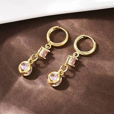 Серьги-кольца с ромбами из латуни с микропаве из кубического циркония EJEW-C156-01G-1