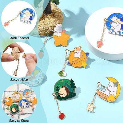 6 шт. 6 стиля цинковый сплав эмалированные булавки в виде животных для рыбалки JEWB-CJ0001-56-1