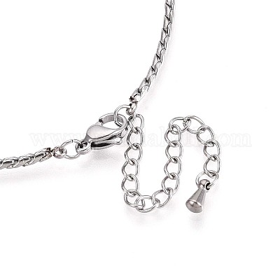 Ожерелья из прямоугольной цепочки из нержавеющей стали 304 с кристаллами и стразами NJEW-T016-07S-1