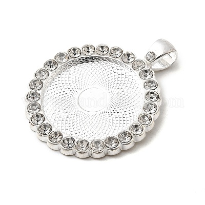 Плоские сеттинги кулон кабошон круглый сплав горный хрусталь ALRI-T351-01S-1