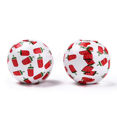 Набивные бусины из натурального дерева с фруктами WOOD-T021-106-1