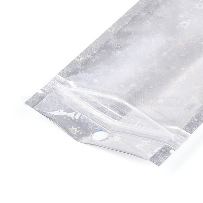 Блестящая голографическая звезда пластиковая упаковка инь-ян пакеты с застежкой-молнией OPP-N002-02H-1