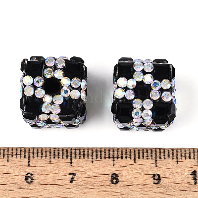 Бусины из полимерной глины со стразами и квадратным акрилом CLAY-T022-03B-1