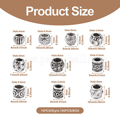 100шт 10 стиля европейские бусины из сплава в тибетском стиле FIND-CD0001-34-1
