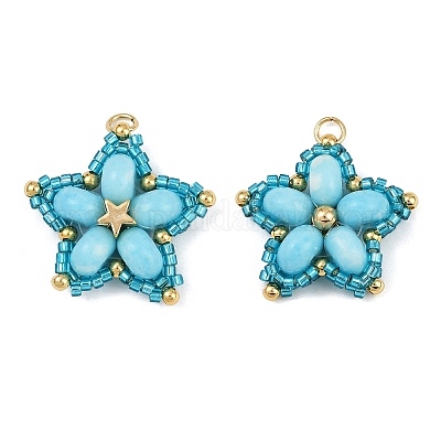 Подвески из стеклянного бисера ручной работы и синтетических окрашенных бусин императорской яшмы PALLOY-MZ00752-01-1