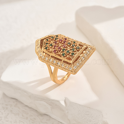 Кольца для женщин с геометрическим узором из латуни с микропаве из кубических цирконий LY2631-3-1