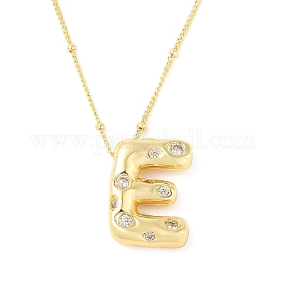 Ожерелья с подвесками из латуни с прозрачным кубическим цирконием NJEW-Z038-01G-E-1