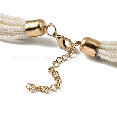 Многорядные ожерелья из стеклянных бусин в стиле бохо NJEW-H063-02G-1