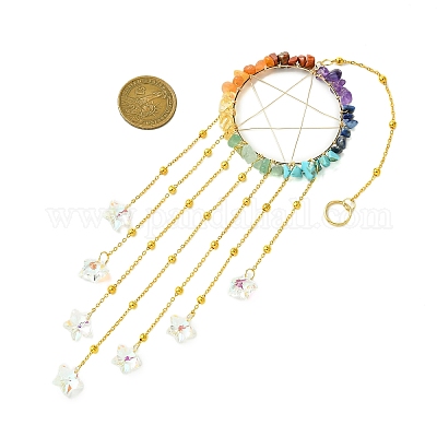 Украшение стеклянной подвески в виде звезды HJEW-JM02119-1