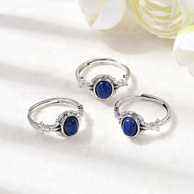 Природные лазурит кольца палец RJEW-A084-03P-08-1