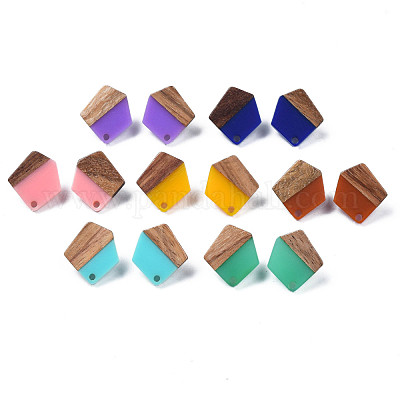 Серьги-гвоздики из смолы и ореха MAK-N032-022A-1