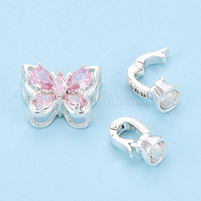 Латунные микро проложить кубического циркония раз за застежками KK-U037-10S-1