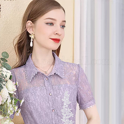 6 пара аппликаций из двухцветного полиэстера с вышивкой и кружевом PATC-HY0001-24-1