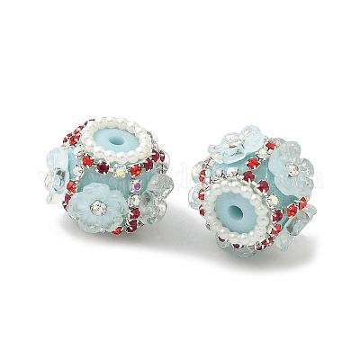 Бусины из смолы в виде цветка со стразами CLAY-NH0003-05S-03-1