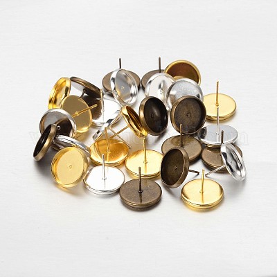 Латунь сеттинги уха шпильки кабошон IFIN-X0035-1