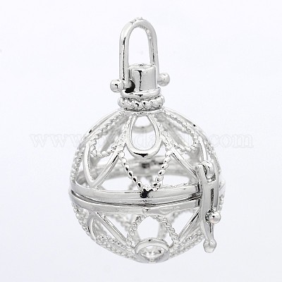 Круглые подвески из латуни с полыми клетками KK-P026-13P-NR-1