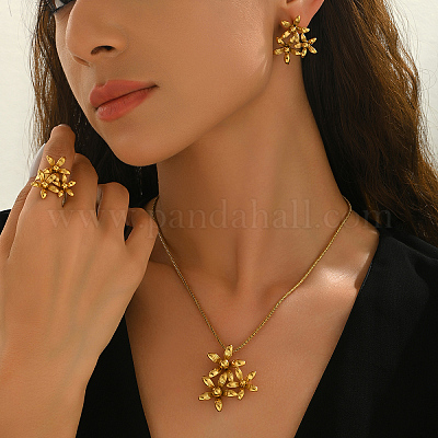 Серьги-гвоздики из нержавеющей стали с цветком PR9853-1