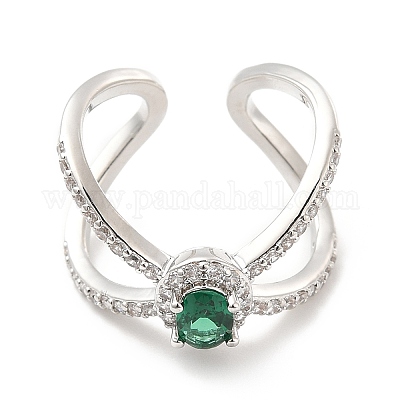 Кольца-манжеты из латуни с микропаве из кубического циркония RJEW-E064-20-1