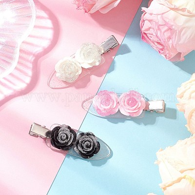 3 шт. 3-х цветные заколки для волос из сплава и пластика в виде цветка из кожи аллигатора PHAR-JH00132-1