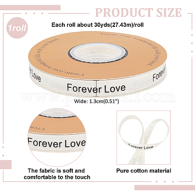 30 ярд хлопковой ленты с принтом «Вечно люблю» OCOR-WH0086-87A-1