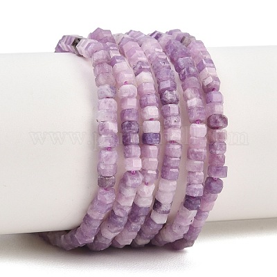 Натуральный лепидолит / пурпурный слюдяный камень бисер пряди&nbsp;G-G345-C18-2x4mm-1