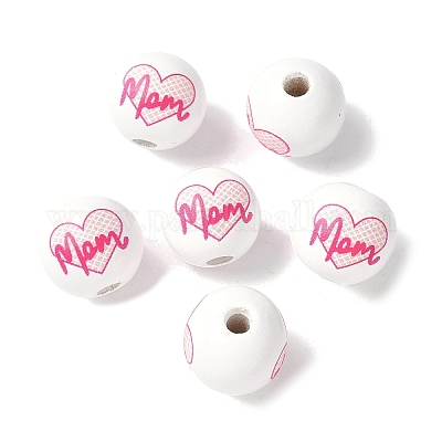 Тема дня матери печатные деревянные европейские бусины WOOD-F016-05-1