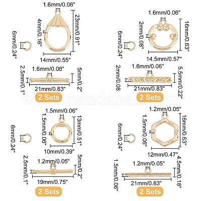 8 комплект латунных застежек-тоглов 4-х стилей KK-GA0001-16-1