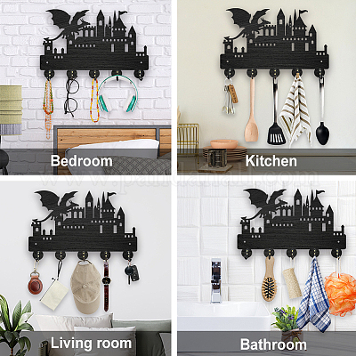 Настенные вешалки из дерева и железа HJEW-WH0055-110-1