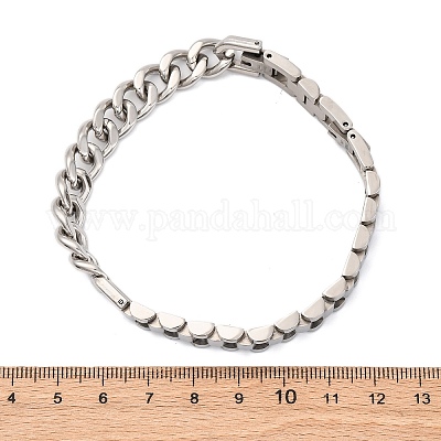 Браслеты из нержавеющей стали 304 с кубинскими звеньями и цепочкой в виде пантеры для женщин и мужчин BJEW-R018-11P-1