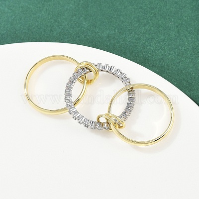 Латунные микро проложить пальцев кольца кубического циркония RJEW-D325-01PG-10-1