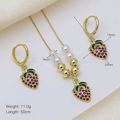 Комплекты из латунных подвесок и серег-колец с микропаве из кубического циркония FS-WGB514D-03-1