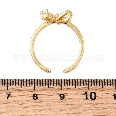 Латунные кольца-манжеты из прозрачного кубического циркония с паве RJEW-P173-01G-01-1