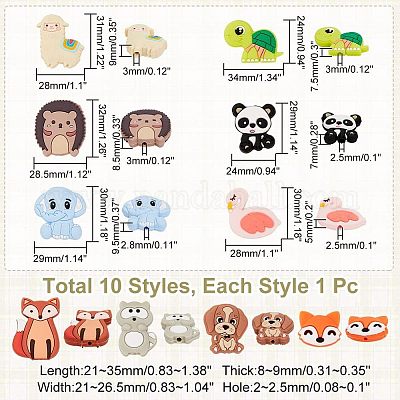 10шт 10 стильные силиконовые бусины SIL-CA0001-27-1