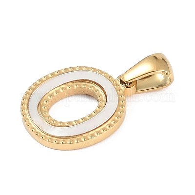 Подвески с алфавитом из натуральных белых ракушек STAS-M338-02G-O-1