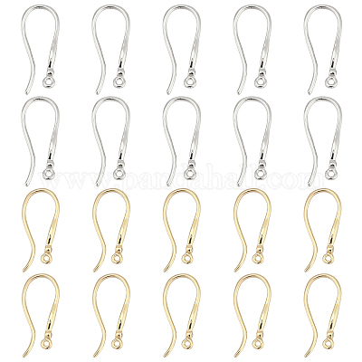 PH PandaHall Fishhook Earring Hooks, 10 Pairs 18K Gold Plated French Ear  Wire with Cubic Zirconia 2 Colors Brass Earring Findings Component for DIY  Jewelry Making, Golden/Platinum, Pin: 1mm, Hole: 1mm 
