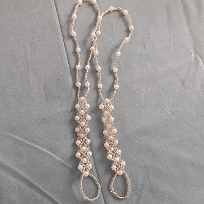 Браслеты на ногу с ромбовидным пластиковым жемчугом и стеклянными бусинами FS-WGADC6C-01-1