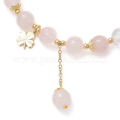 Браслеты из круглых бусин из натурального кварца и розового кварца BJEW-JB11935-02-1