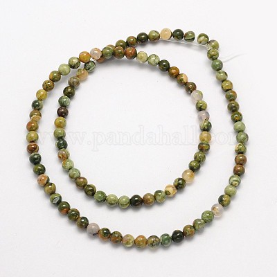 Круглый природных риолитовые яшма бисер пряди G-N0166-39-4mm-1