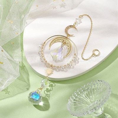 Подвесные ловцы солнца из лунной латуни и нержавеющей стали 304 HJEW-TA00154-1