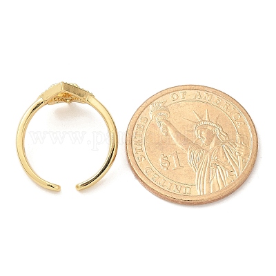 Кольца-манжеты для пальцев с микропаве из прозрачных кубических цирконий из латуни для женщин RJEW-U033-06G-1