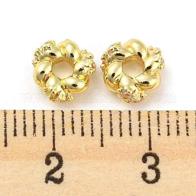 Латунные микро проложить кубического циркония бусы KK-H452-23G-1