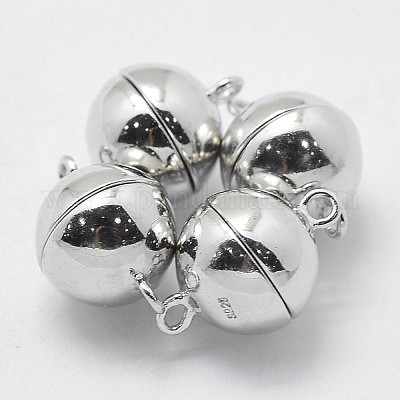 Магнитные застежки из стерлингового серебра с родиевым покрытием STER-F037-098P-8mm-1