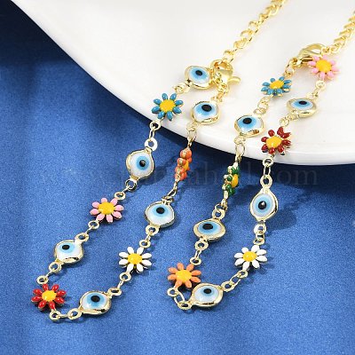 Браслеты из нержавеющей стали 304 с эмалированными звеньями для женщин BJEW-S157-08G-1