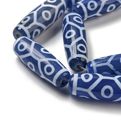 Нити синих бусин дзи в тибетском стиле TDZI-NH0001-B09-01-1