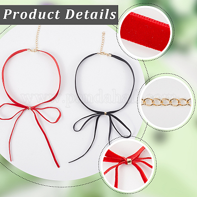 2 шт. 2-х цветные бархатные колье-чокеры с бантом для женщин NJEW-CY0001-01-1