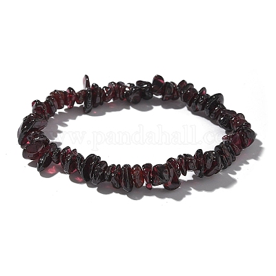 Чипсы натуральный гранат из бисера стрейч браслеты BJEW-JB01826-09-1