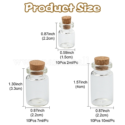 30 шт. 3 стиля мини симпатичные маленькие стеклянные банки стеклянные бутылки AJEW-YW0001-45-1