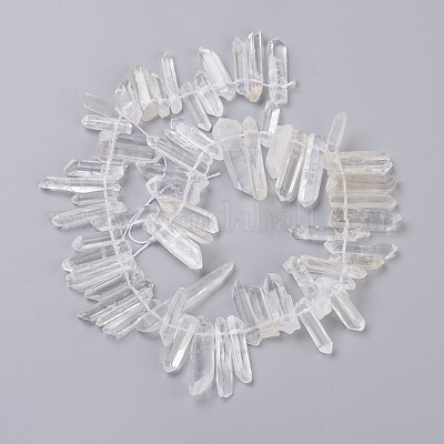 Натуральный кварц с остроконечным бисером G-L484-01-1